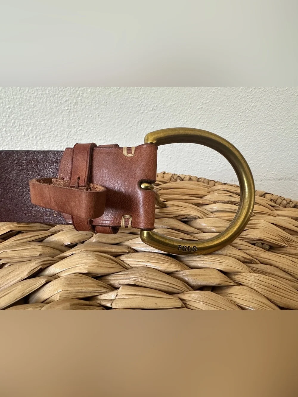 Vintage Polo Ralph Lauren Leather Belt Brown Brass Size Small S